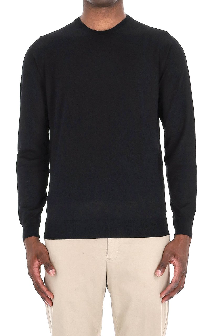 Drumohr Super 140’s Wool Crewneck Sweater Zwart