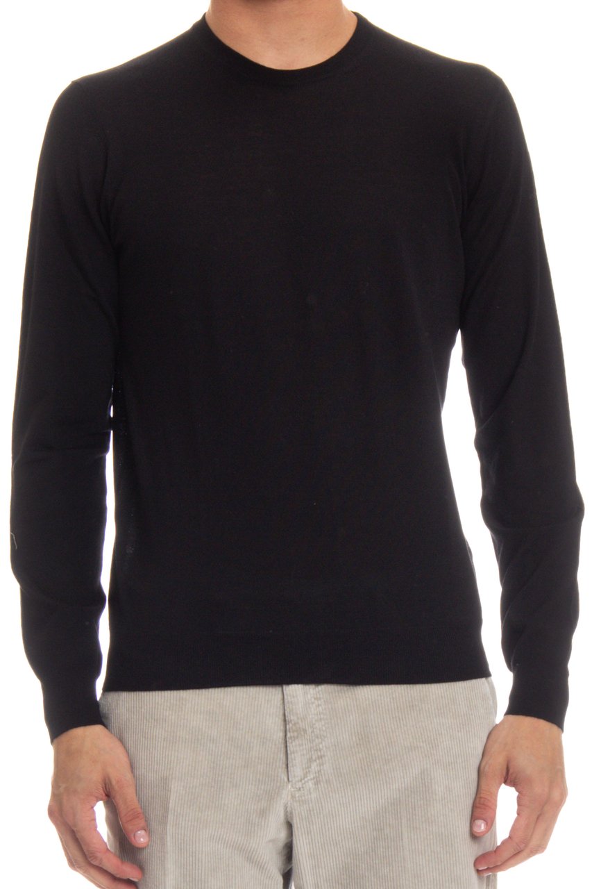Drumohr Super 140’s Wool Crewneck Sweater Zwart