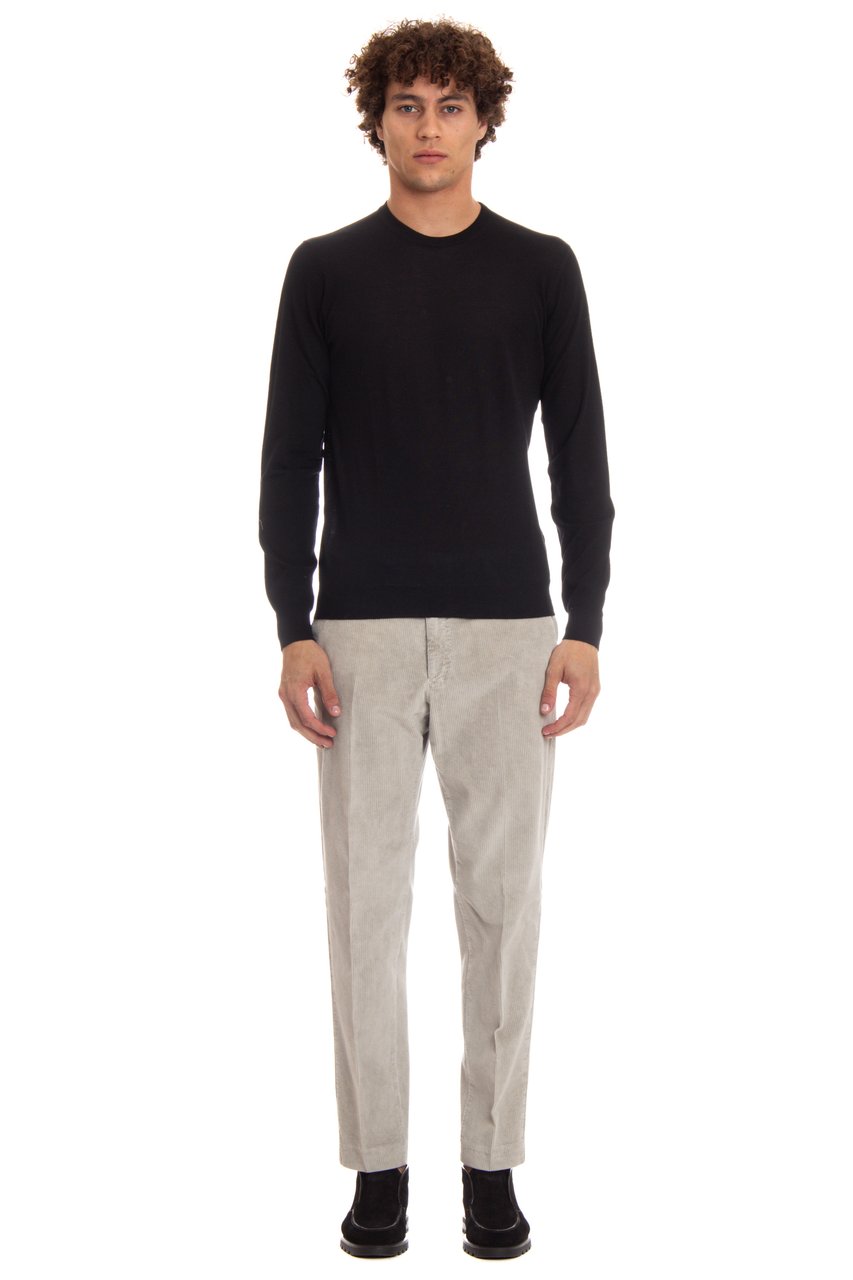 Drumohr Super 140’s Wool Crewneck Sweater Zwart