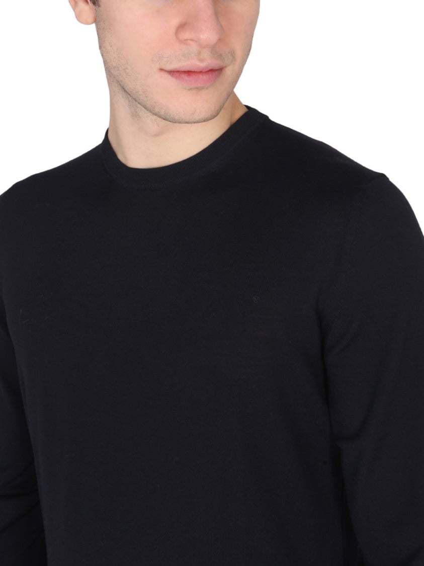 Drumohr Tailored Cross-Neck Wool Jersey With Ribbed Collar Zwart