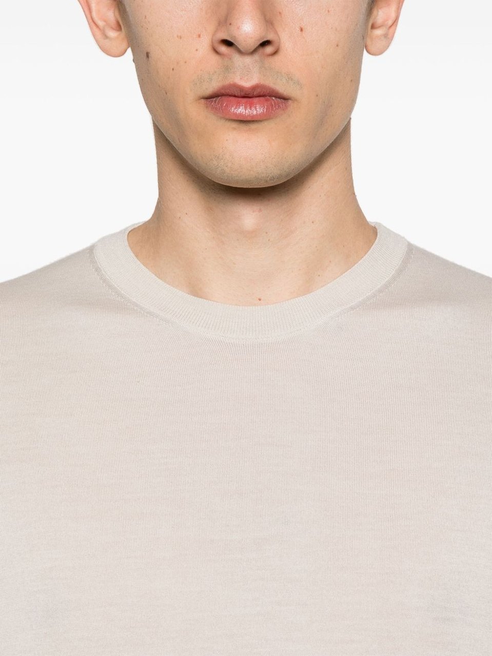 Drumohr Light Beige Merino Wool Sweater Neutraal