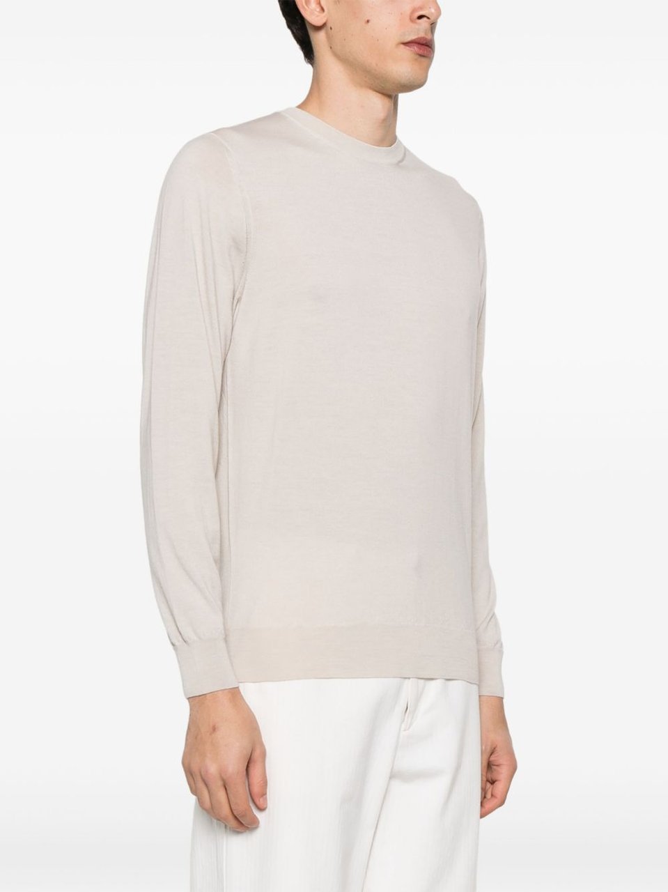 Drumohr Light Beige Merino Wool Sweater Neutraal