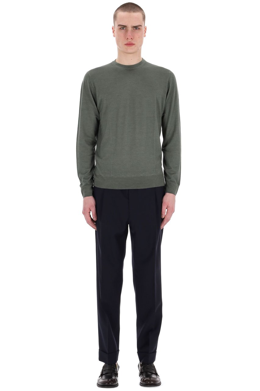 Drumohr Acquerello Super 140’S Wool Crewneck Sweater Grijs