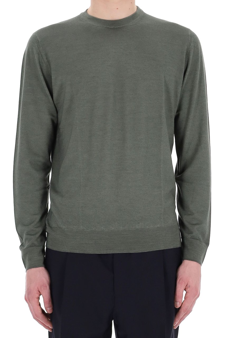 Drumohr Acquerello Super 140’S Wool Crewneck Sweater Grijs
