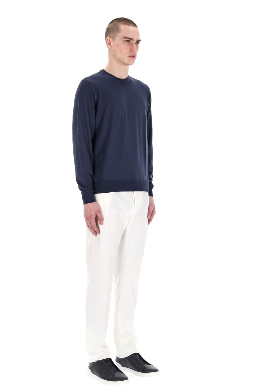 Drumohr Acquerello Super 140’S Wool Crewneck Sweater Zwart