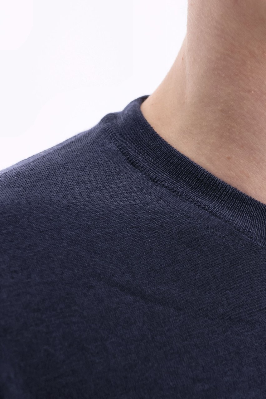 Drumohr Acquerello Super 140’S Wool Crewneck Sweater Zwart