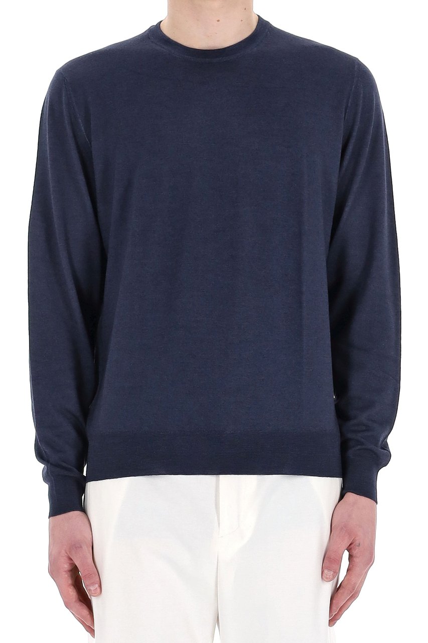 Drumohr Acquerello Super 140’S Wool Crewneck Sweater Zwart