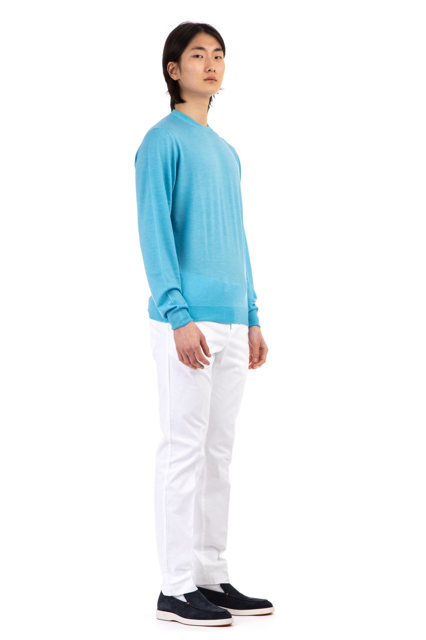 Drumohr Extrafine Super 140's Watercolor Dye Wool Crewneck Sweater Blauw