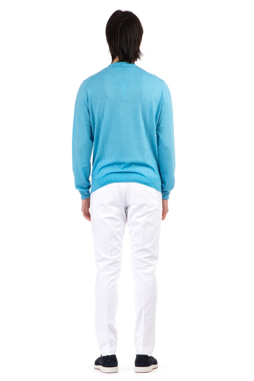 Drumohr Extrafine Super 140's Watercolor Dye Wool Crewneck Sweater Blauw
