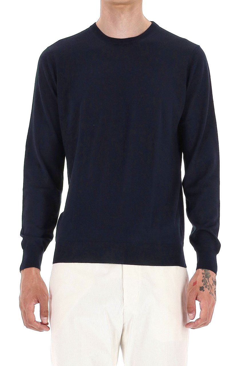 Drumohr Super 140’s Wool Crewneck Sweater Zwart