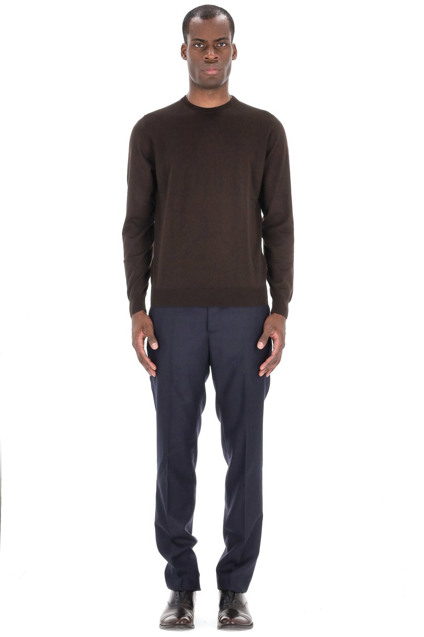 Drumohr Super 140’s Wool Crewneck Sweater Zwart