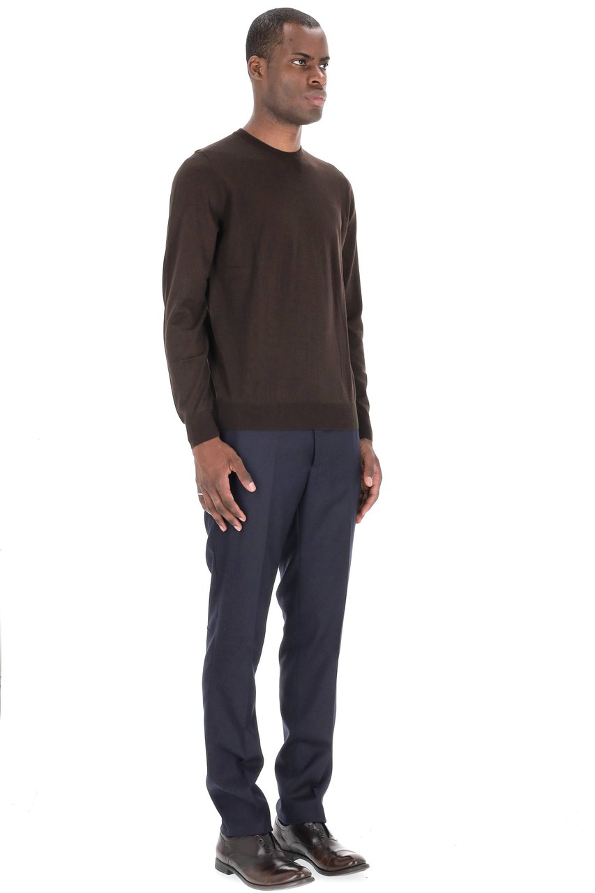Drumohr Super 140’s Wool Crewneck Sweater Zwart