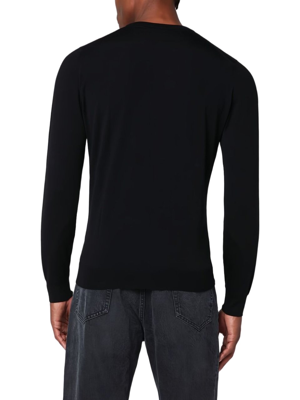 Drumohr Long-Sleeved Black Crew Neck Sweater Zwart