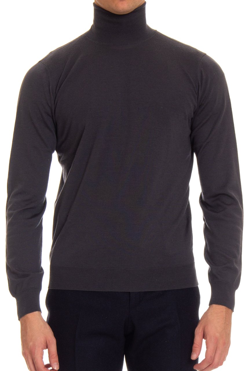 Drumohr Fine Super 140's Wool Turtleneck Zwart