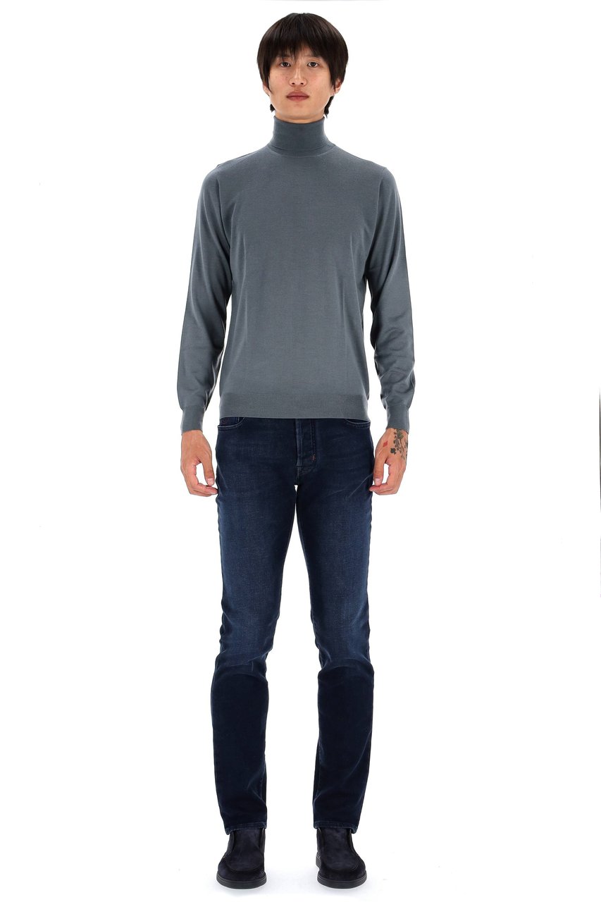 Drumohr Extrafine Super 140’s Wool Turtleneck Sweater Grijs