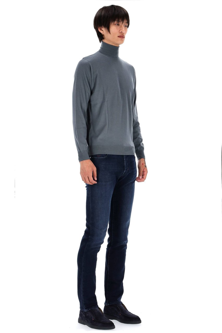 Drumohr Extrafine Super 140’s Wool Turtleneck Sweater Grijs