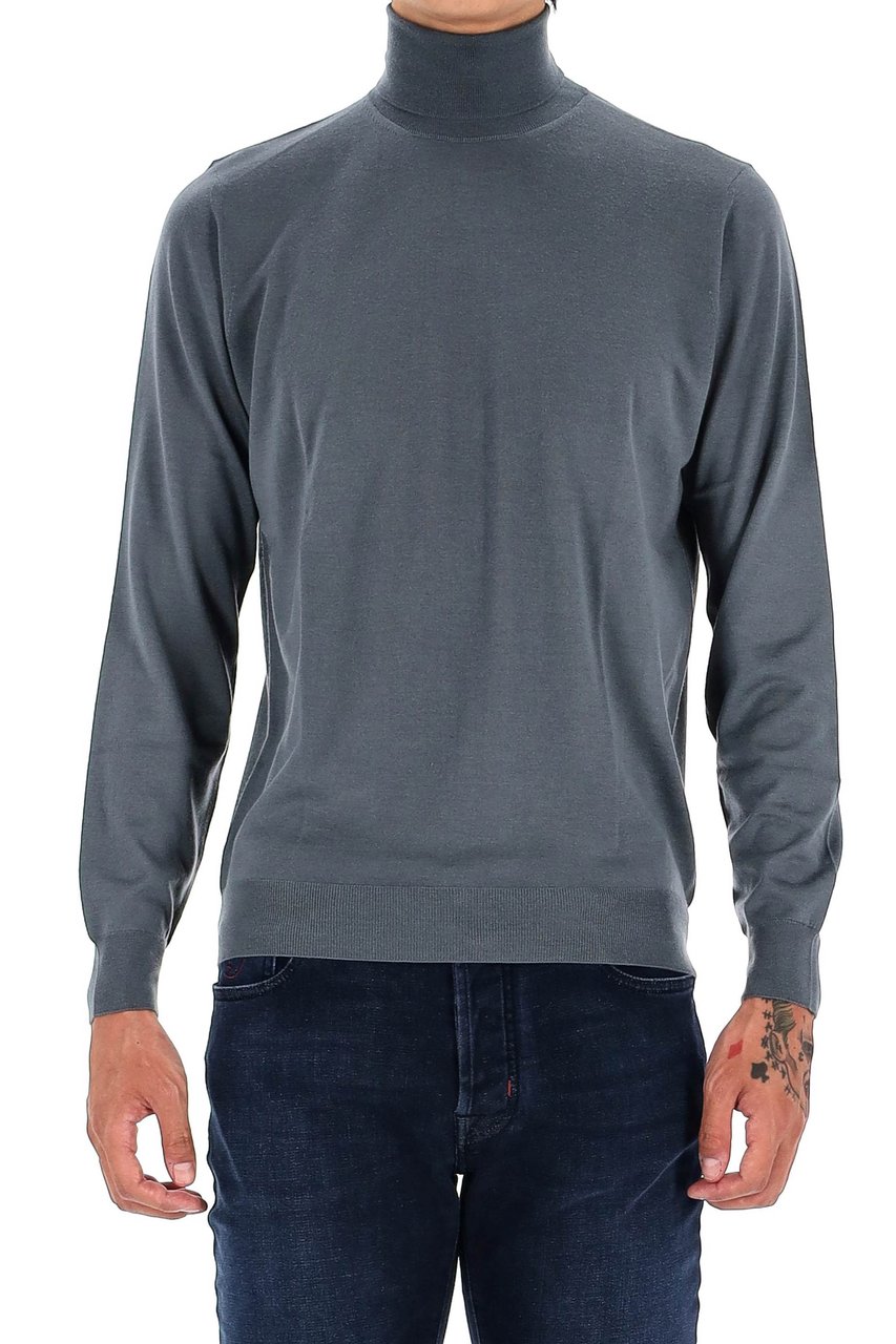 Drumohr Extrafine Super 140’s Wool Turtleneck Sweater Grijs