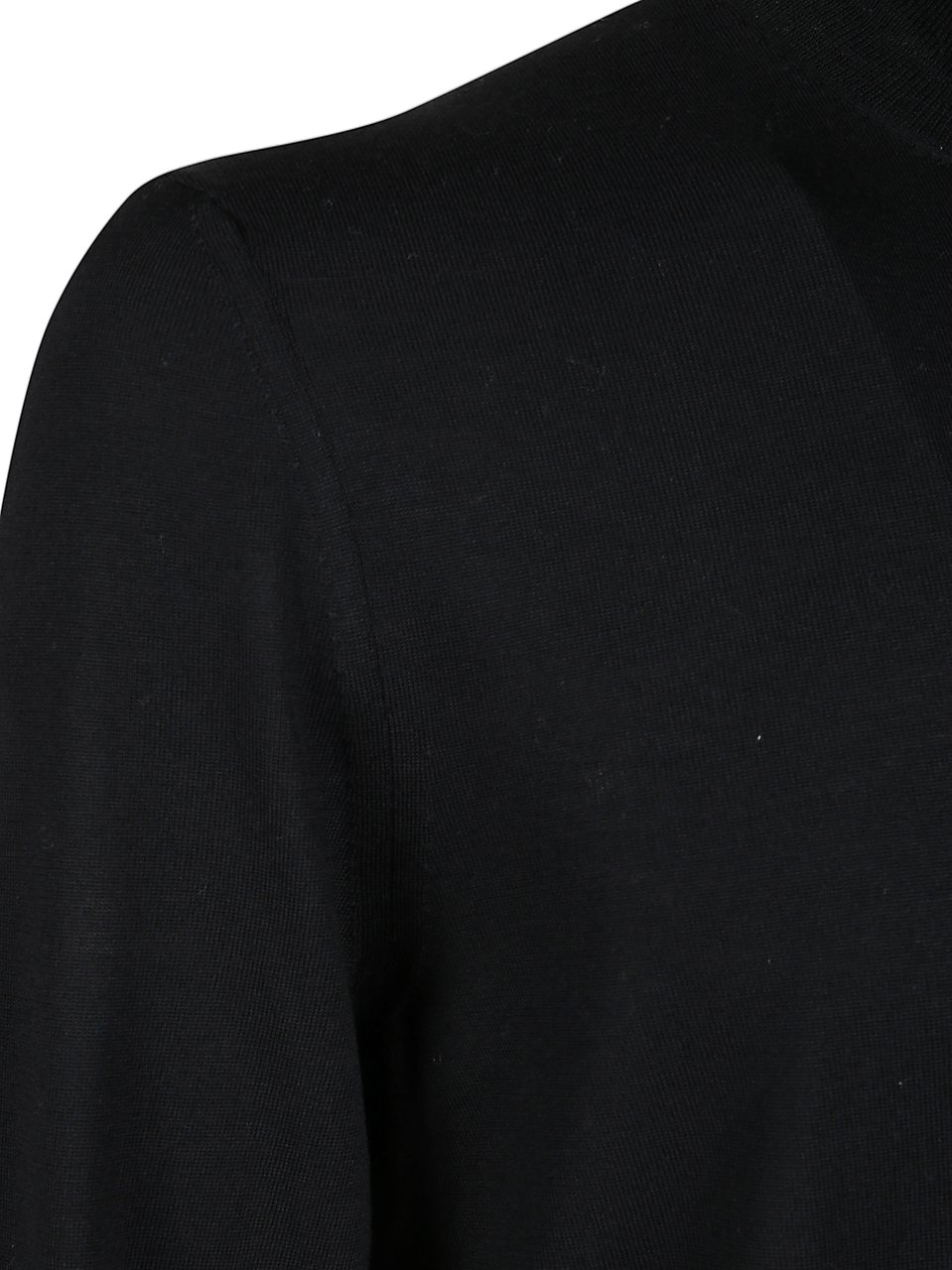 Drumohr Black Fitted Ribbed Turtleneck Sweater Zwart