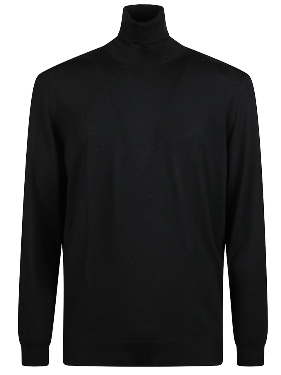 Drumohr Black Fitted Ribbed Turtleneck Sweater Zwart