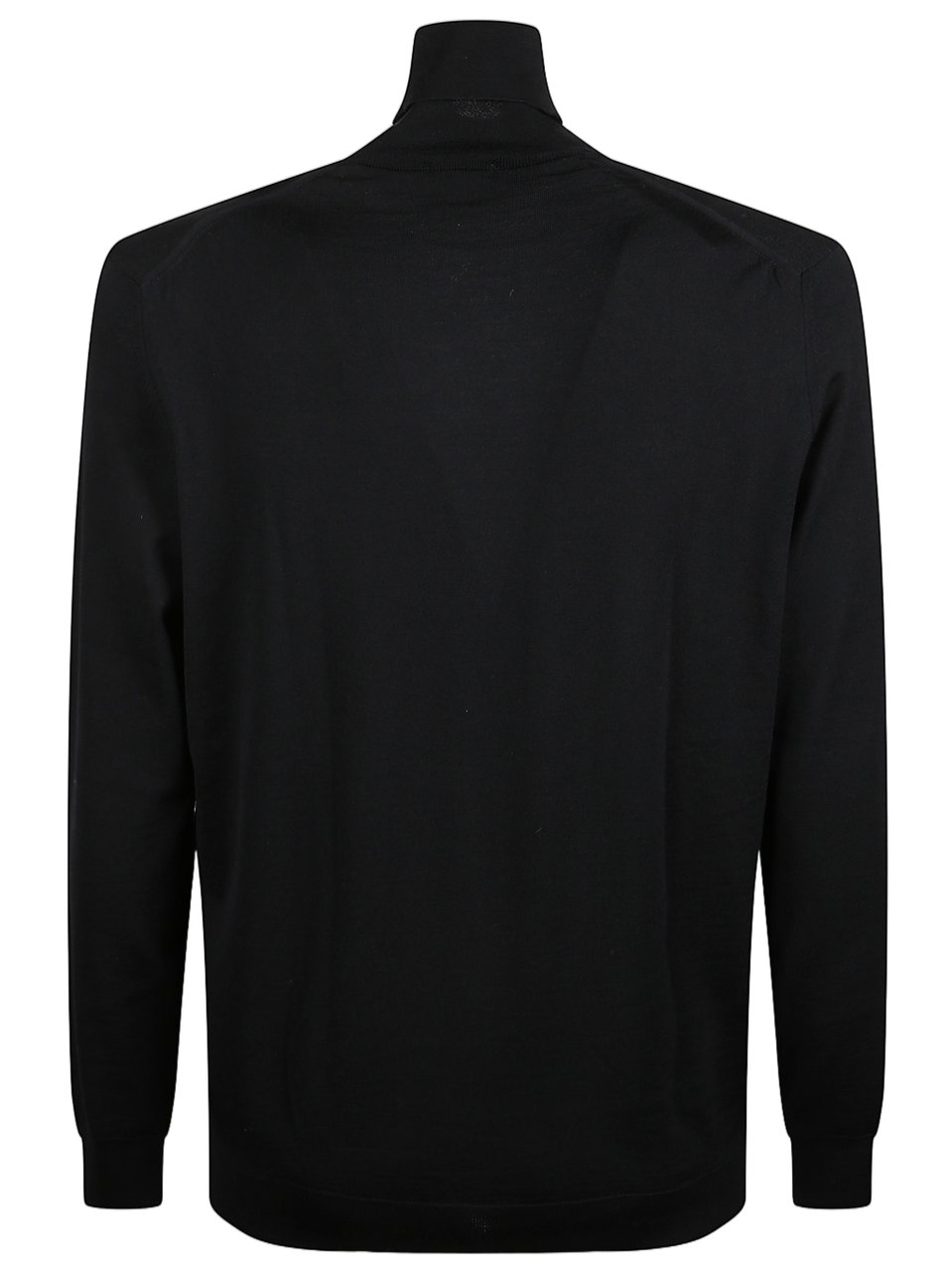 Drumohr Black Fitted Ribbed Turtleneck Sweater Zwart