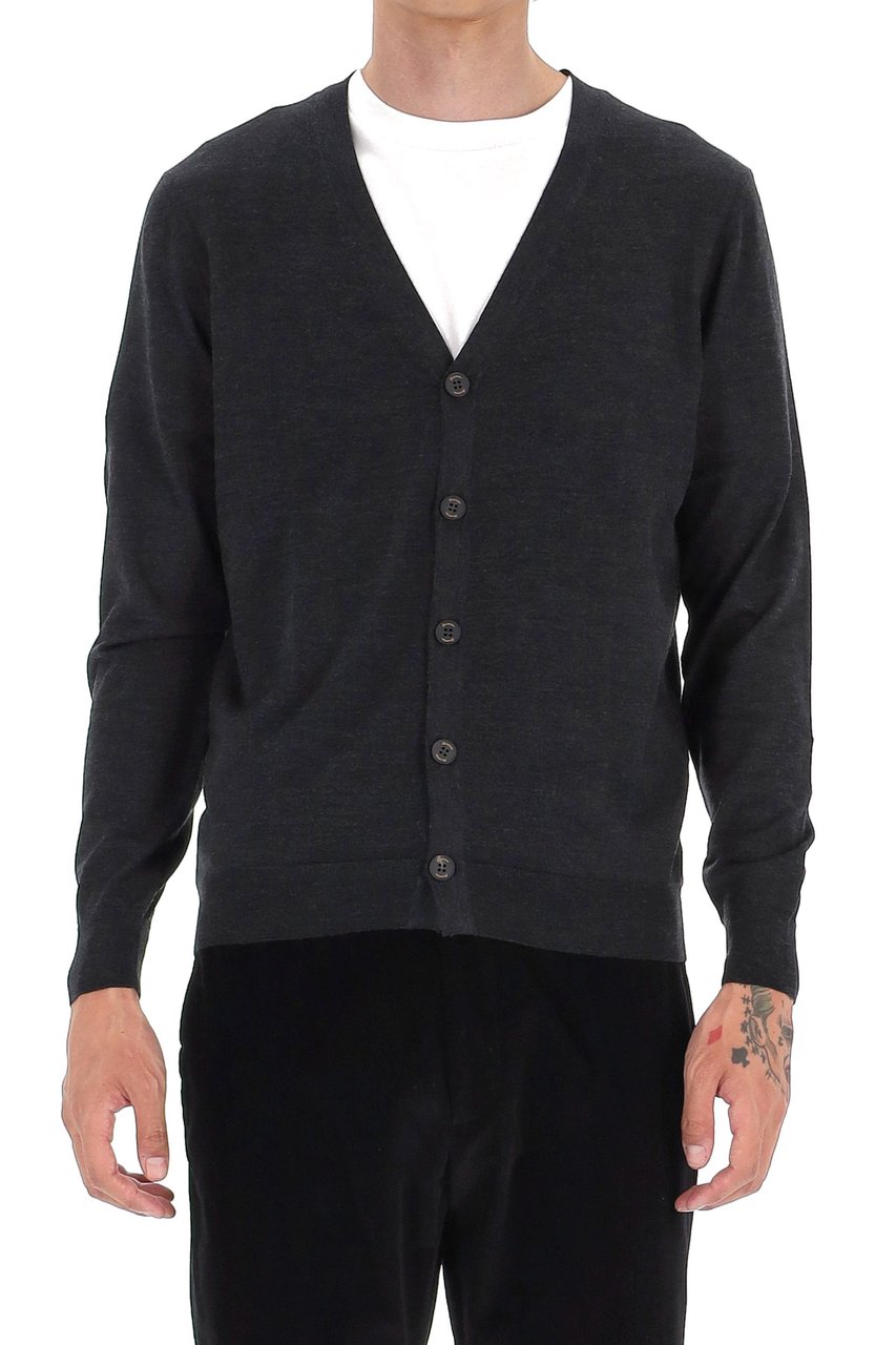Drumohr Extrafine Super 140’s Wool Cardigan Zwart