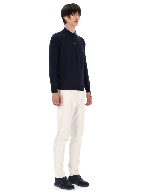 Drumohr Extrafine Super 140’s Wool Polo Zwart