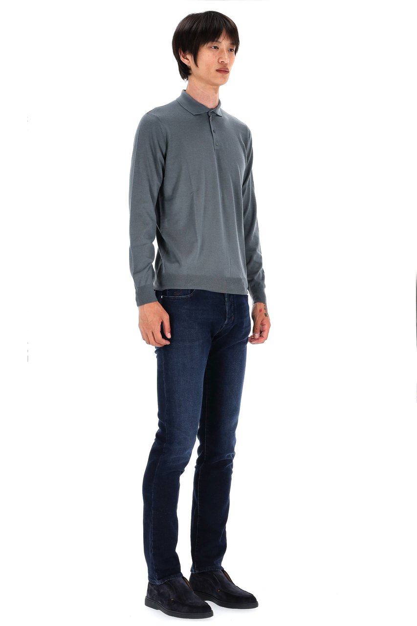 Drumohr Extrafine Super 140’s Wool Polo Grijs