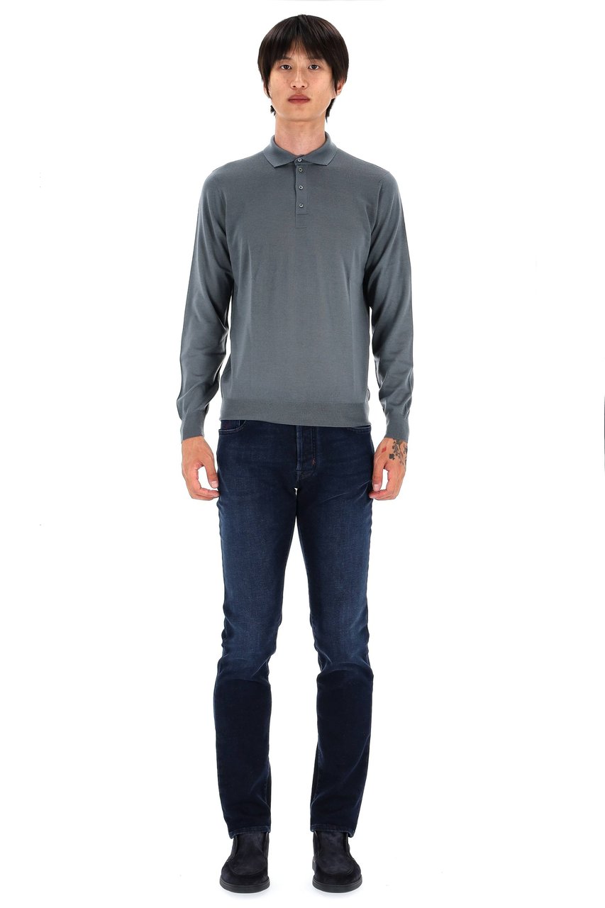 Drumohr Extrafine Super 140’s Wool Polo Grijs