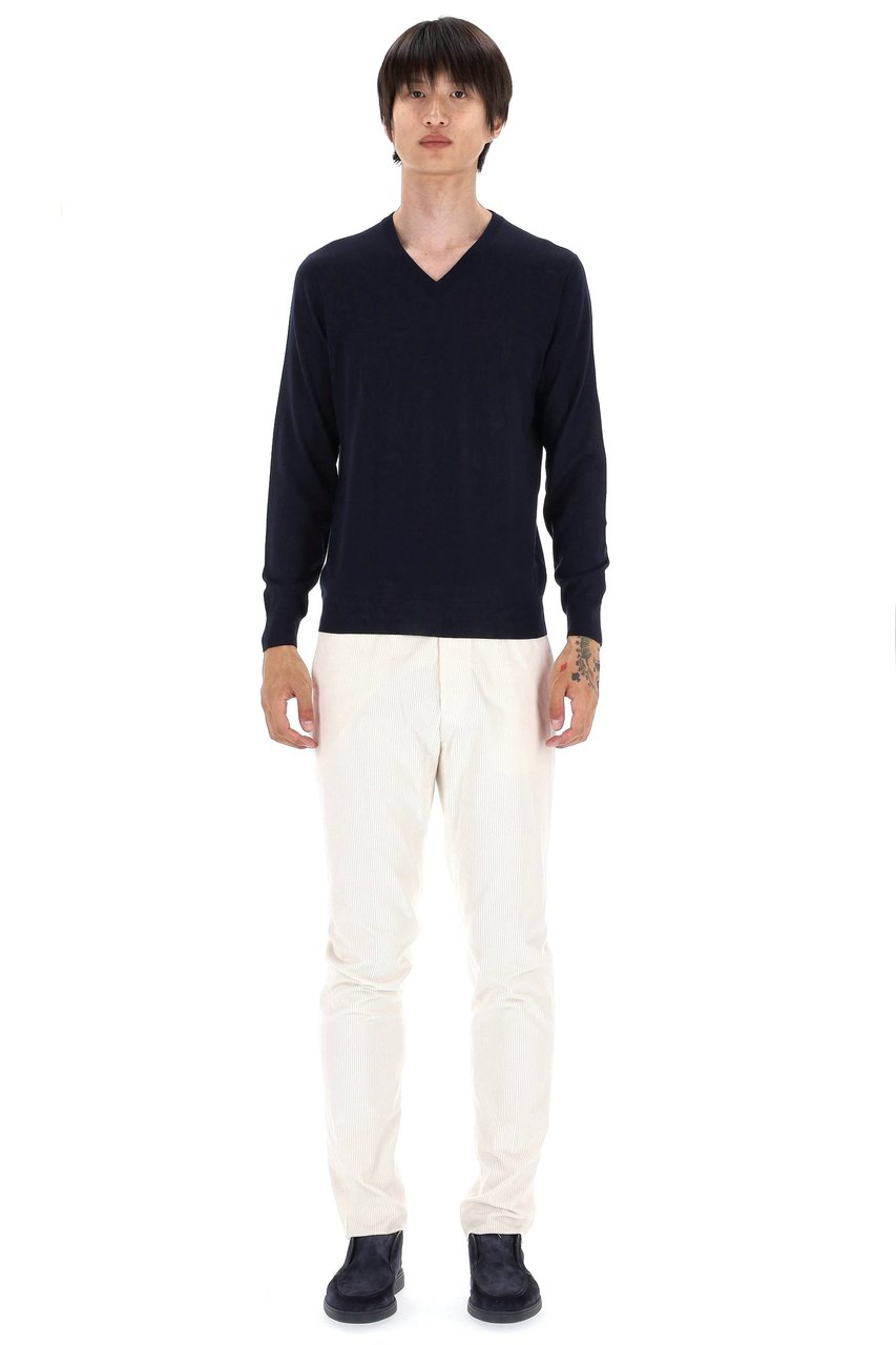 Drumohr Super 140’s Wool V-Neck Sweater Zwart
