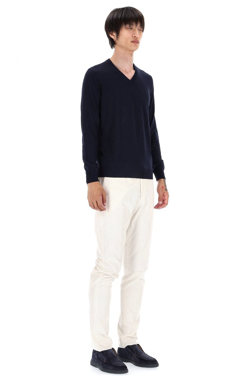 Drumohr Super 140’s Wool V-Neck Sweater Zwart
