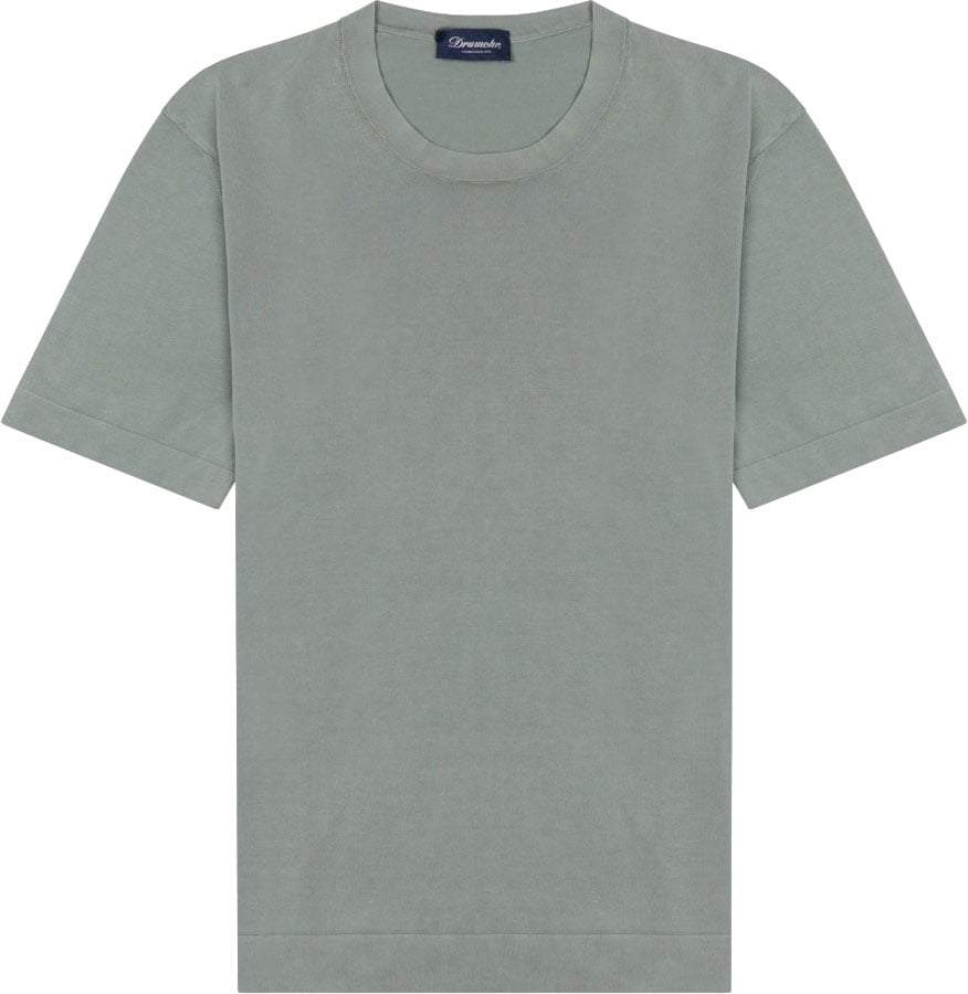 Drumohr Relaxed-Fit Cotton T-Shirt In Muted Green Shade Grijs