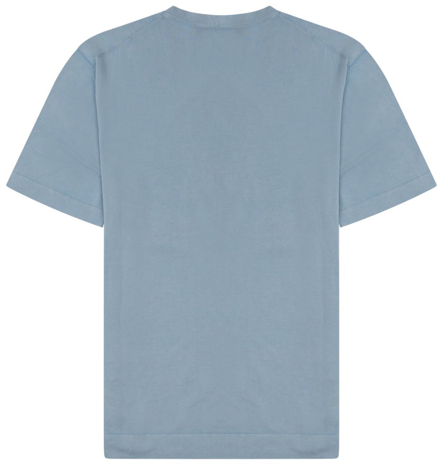 Drumohr Minimalist Crew Neck T-Shirt In Muted Blue Grijs