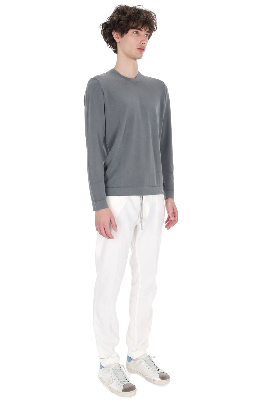 Drumohr Grey Long-Sleeve Frosted Cotton T-Shirt Grijs