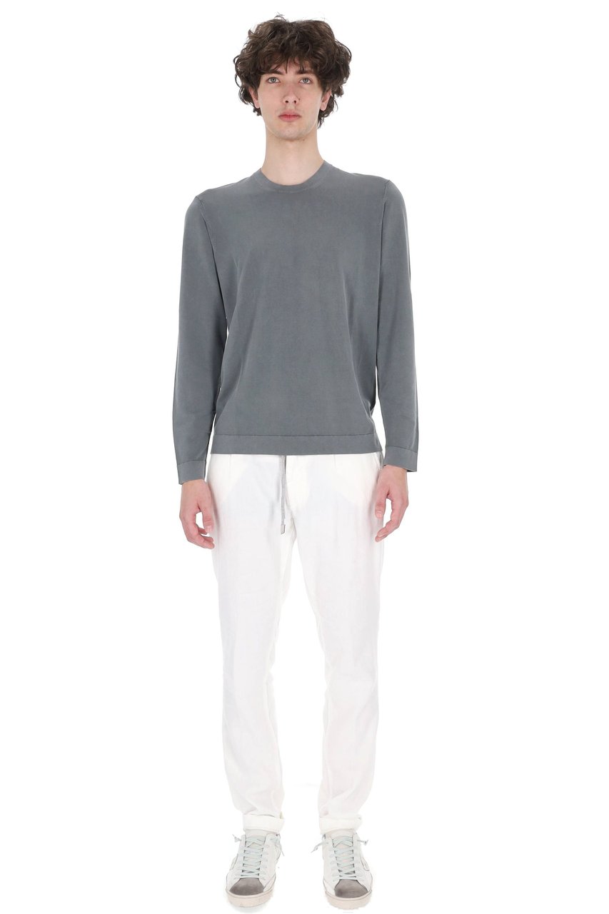 Drumohr Grey Long-Sleeve Frosted Cotton T-Shirt Grijs