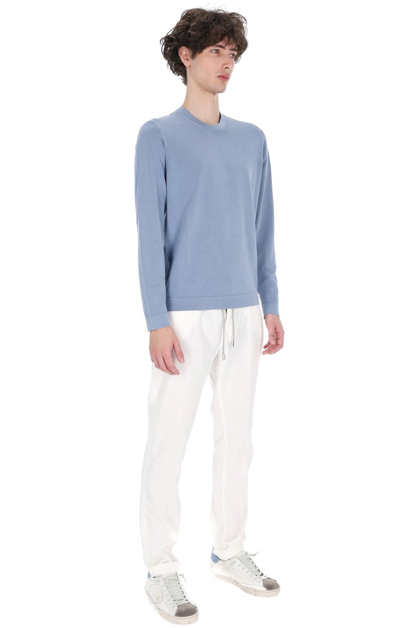 Drumohr Aviation Blue Long-Sleeve Frosted T-Shirt Blauw
