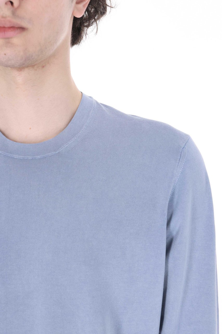 Drumohr Aviation Blue Long-Sleeve Frosted T-Shirt Blauw