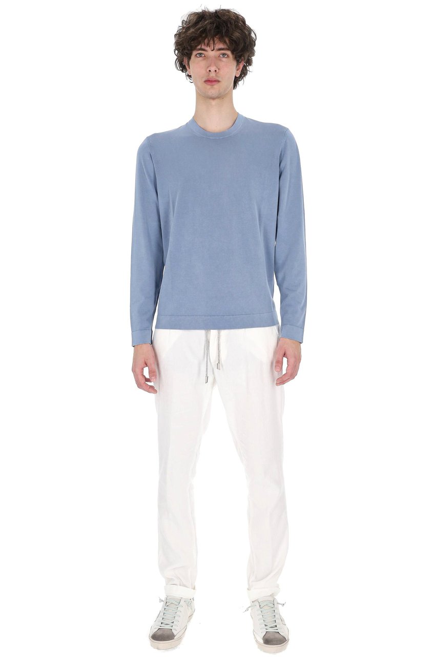 Drumohr Aviation Blue Long-Sleeve Frosted T-Shirt Blauw