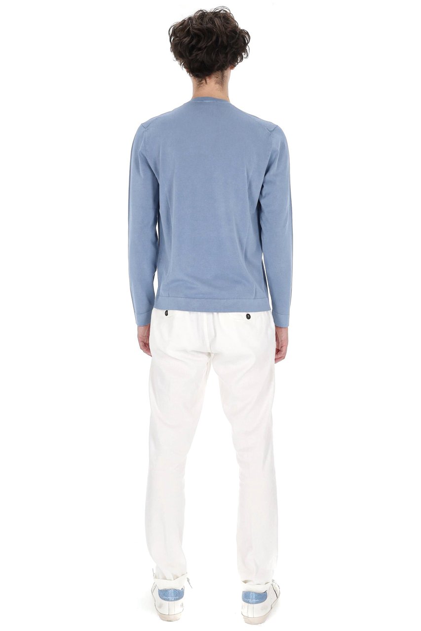 Drumohr Aviation Blue Long-Sleeve Frosted T-Shirt Blauw