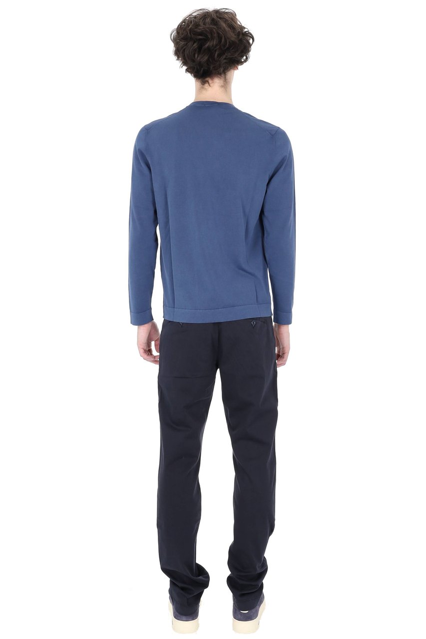 Drumohr Blue Long-Sleeve Frosted Cotton T-Shirt Blauw