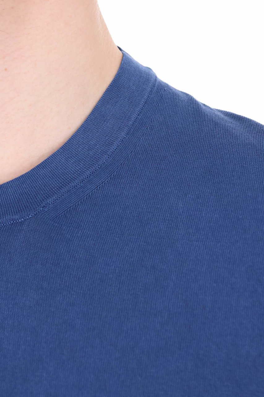 Drumohr Blue Long-Sleeve Frosted Cotton T-Shirt Blauw