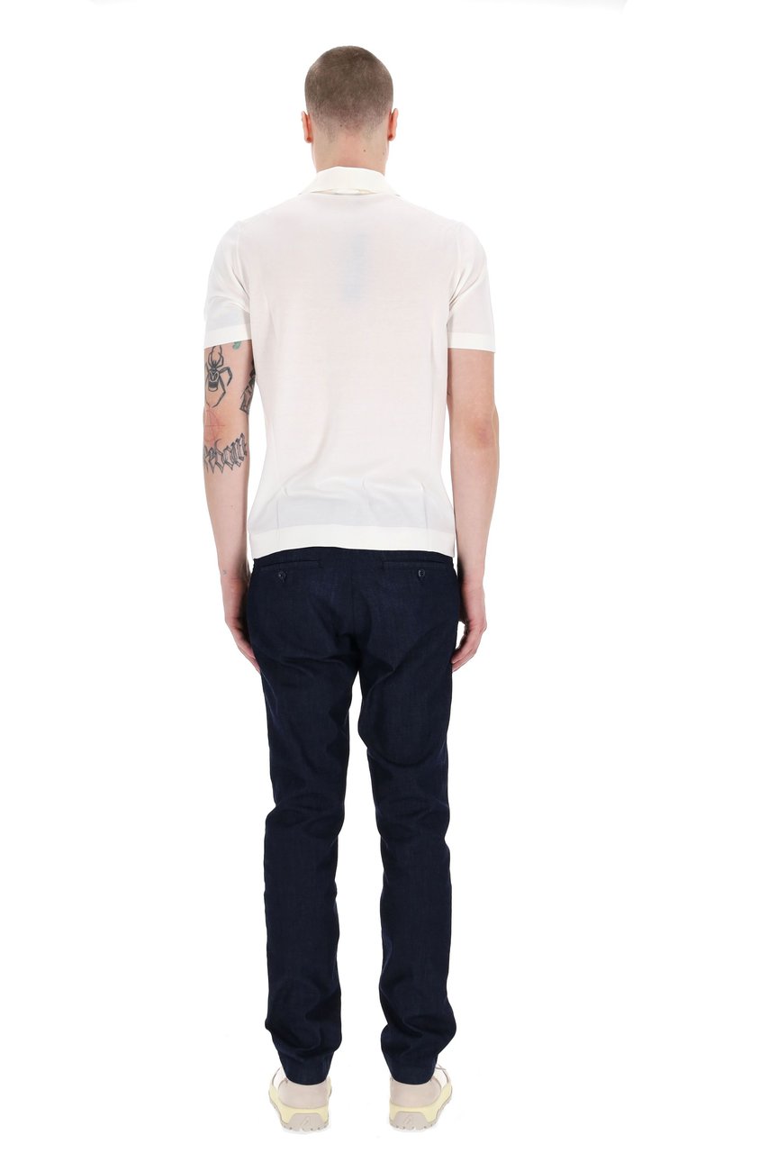 Drumohr Frosted Superlight Cotton Open Collar Polo Zwart