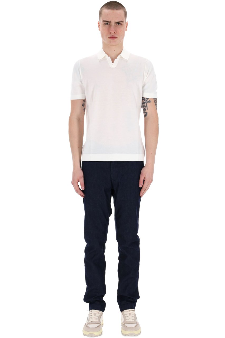 Drumohr Frosted Superlight Cotton Open Collar Polo Zwart