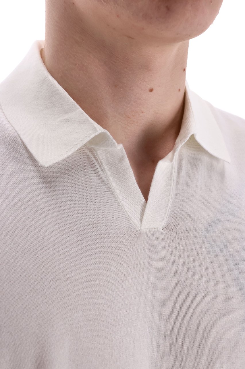 Drumohr Frosted Superlight Cotton Open Collar Polo Zwart