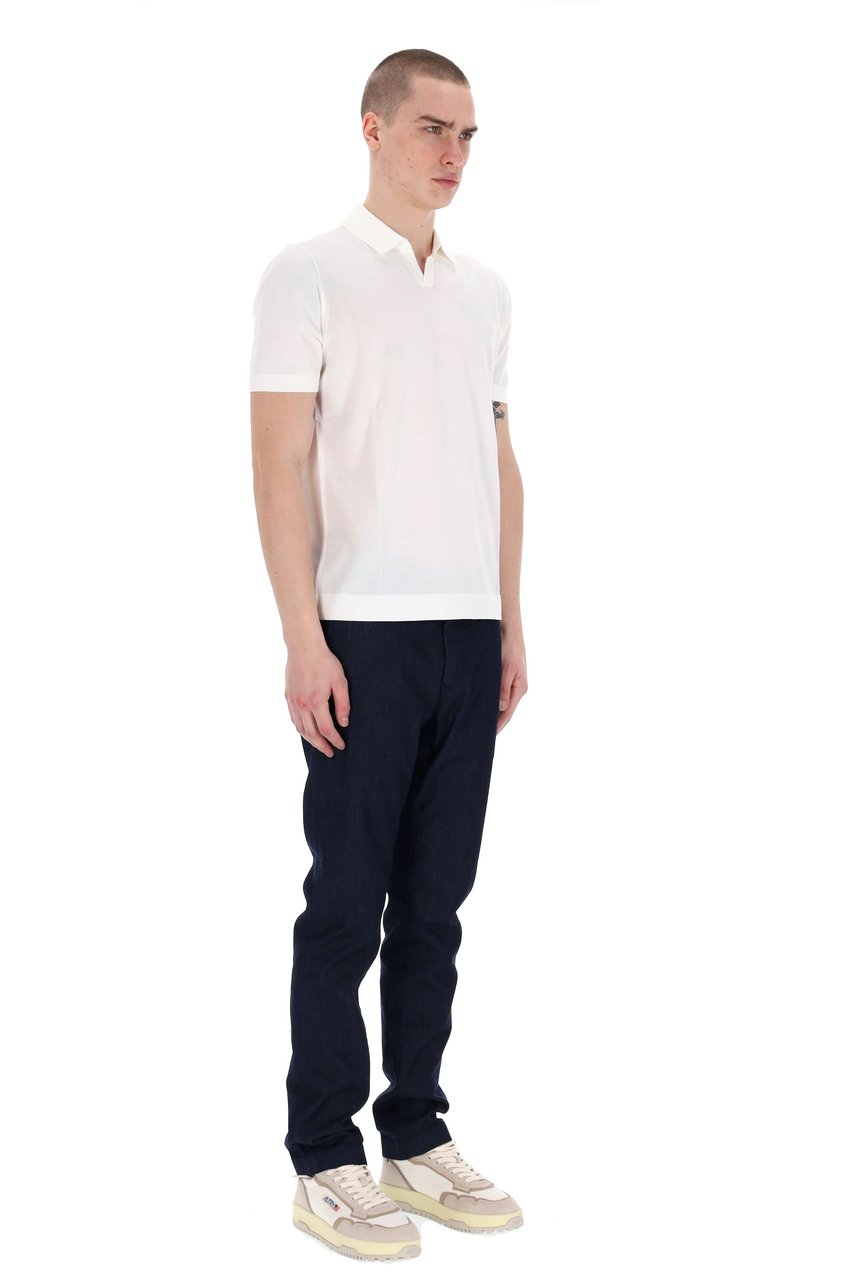 Drumohr Frosted Superlight Cotton Open Collar Polo Zwart