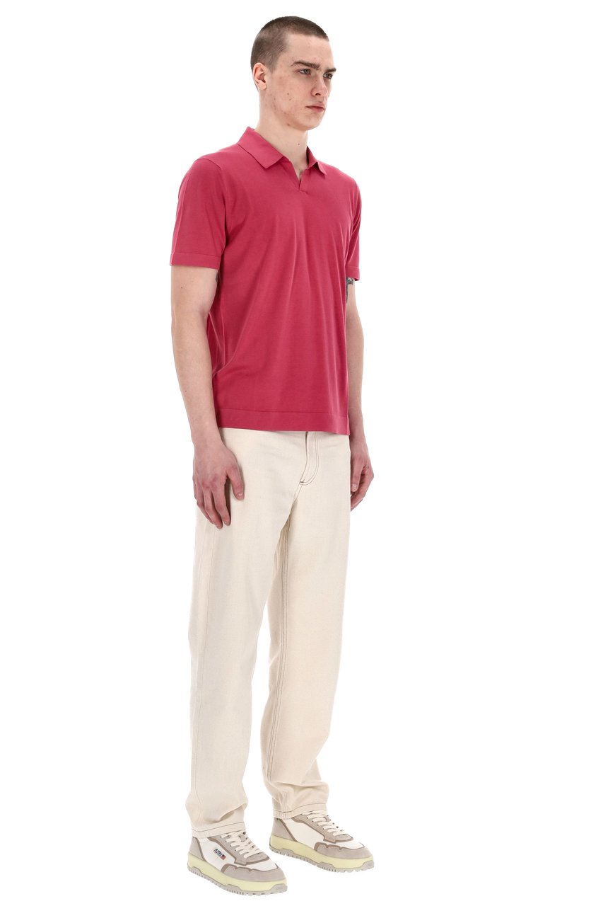 Drumohr Frosted Superlight Cotton Open Collar Polo Roze