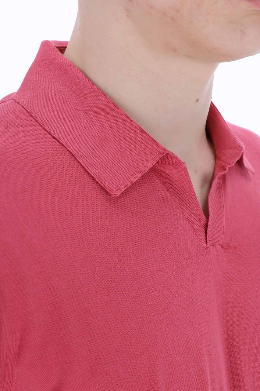 Drumohr Frosted Superlight Cotton Open Collar Polo Roze