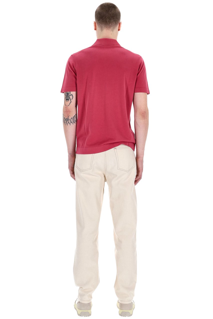 Drumohr Frosted Superlight Cotton Open Collar Polo Roze