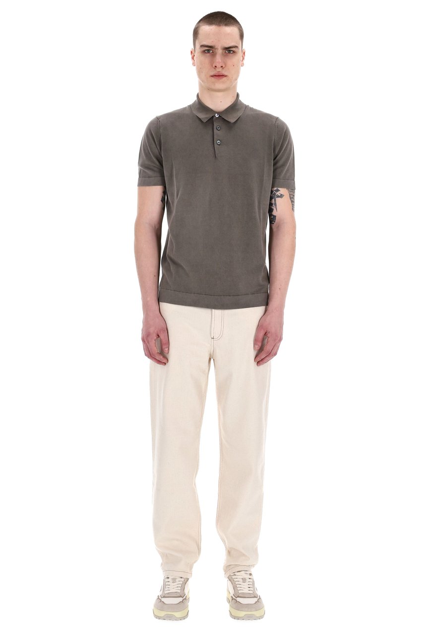Drumohr Frosted Superlight Cotton Polo Grijs