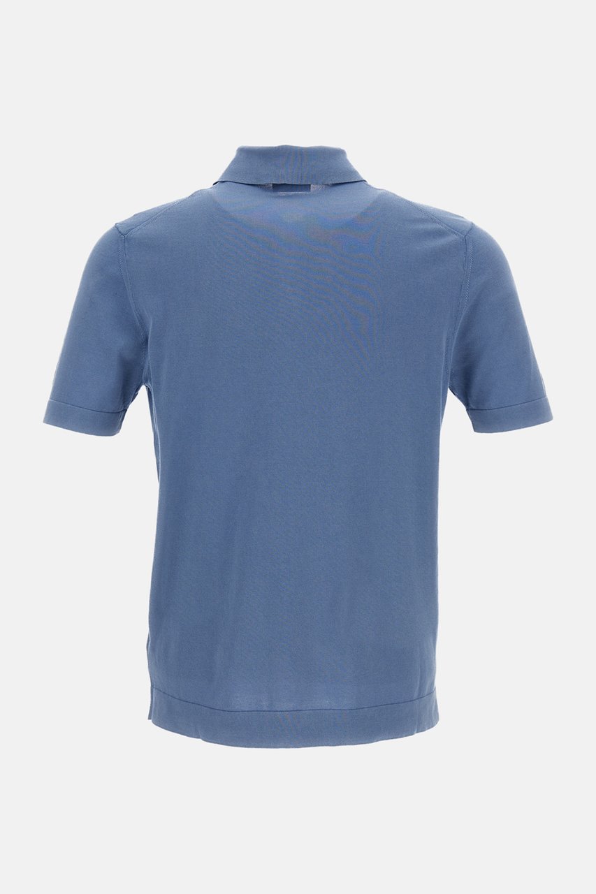 Drumohr Light Blue Cotton Polo Shirt Blauw