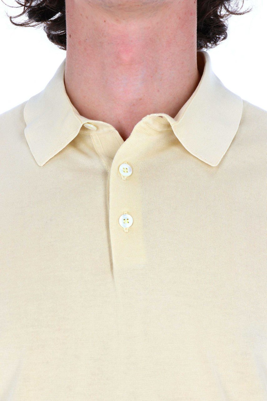 Drumohr Yellow Ice Cotton Frosted Polo Shirt Neutraal